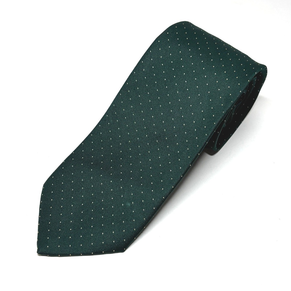 Cappuccino Tie Mens Green Vintage Polka Dot Golden Clasp Made in USA